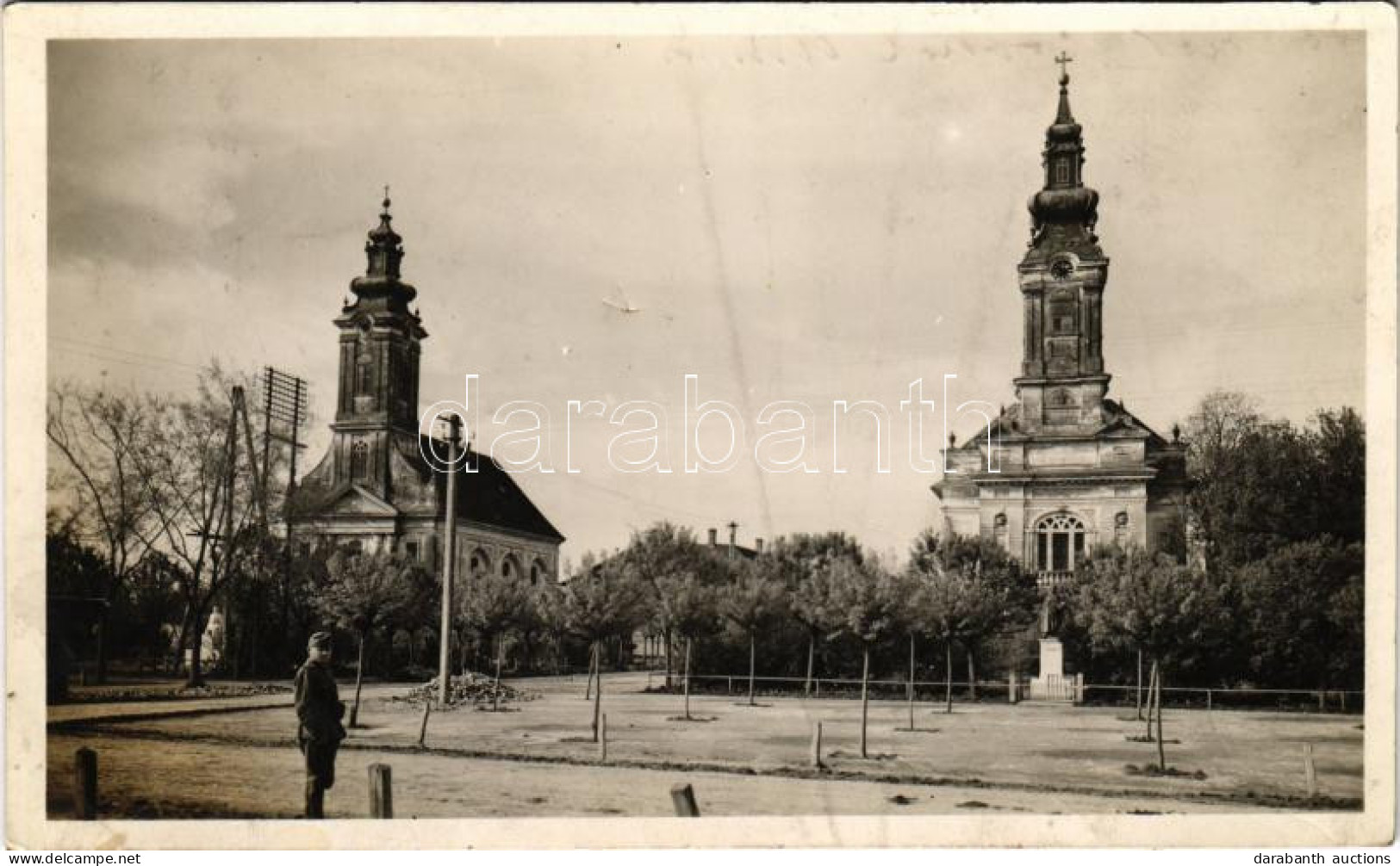 T2/T3 1941 Újverbász, Novi Vrbas (Verbász, Vrbas); Református és Evangélikus Templom. Garamszeghy Pál Kiadása / Churches - Sin Clasificación