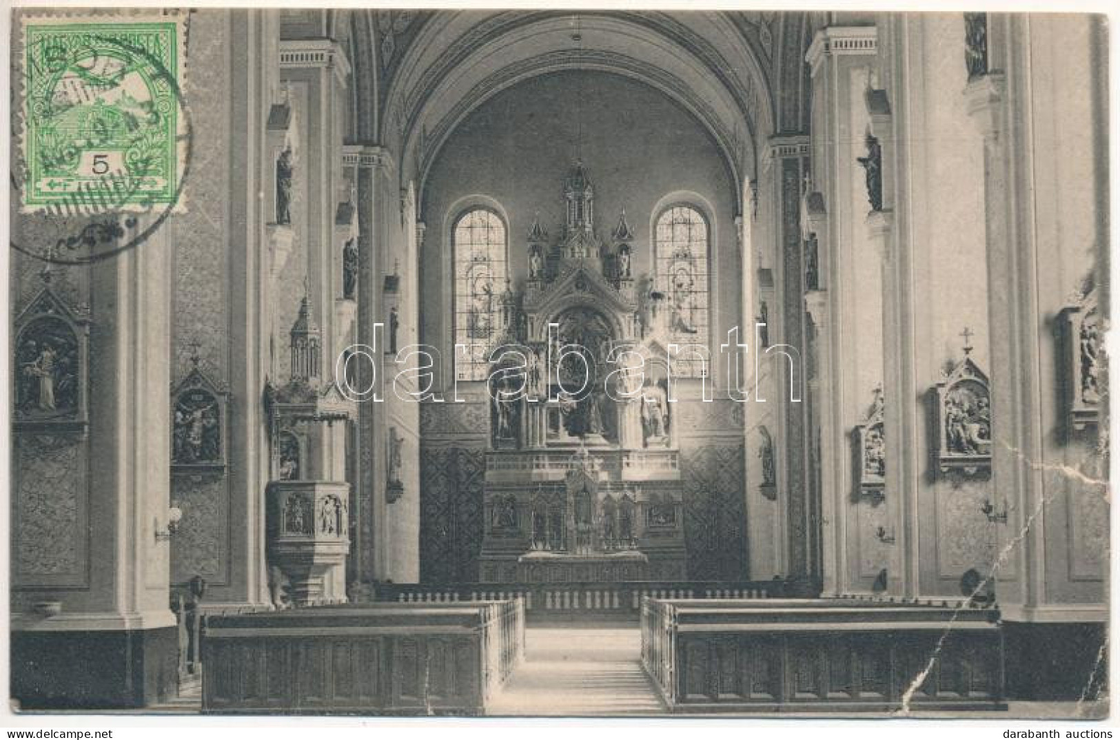 T3/T4 1910 Zombor, Sombor; Szt. István Templom Belseje / Church Interior (ázott / Wet Damage) - Ohne Zuordnung