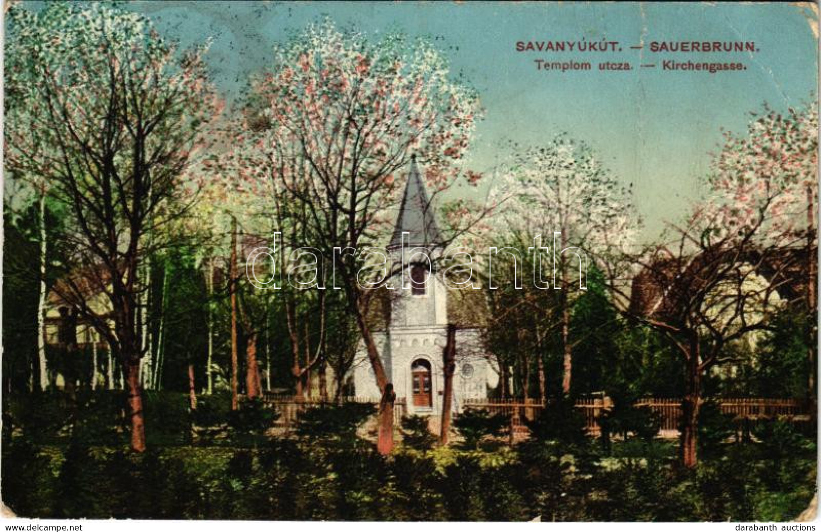 T3 1918 Savanyúkút, Sauerbrunn; Templom Utca. Hönigsberg Frigyes / Kirchengasse / Street View (EB) - Ohne Zuordnung