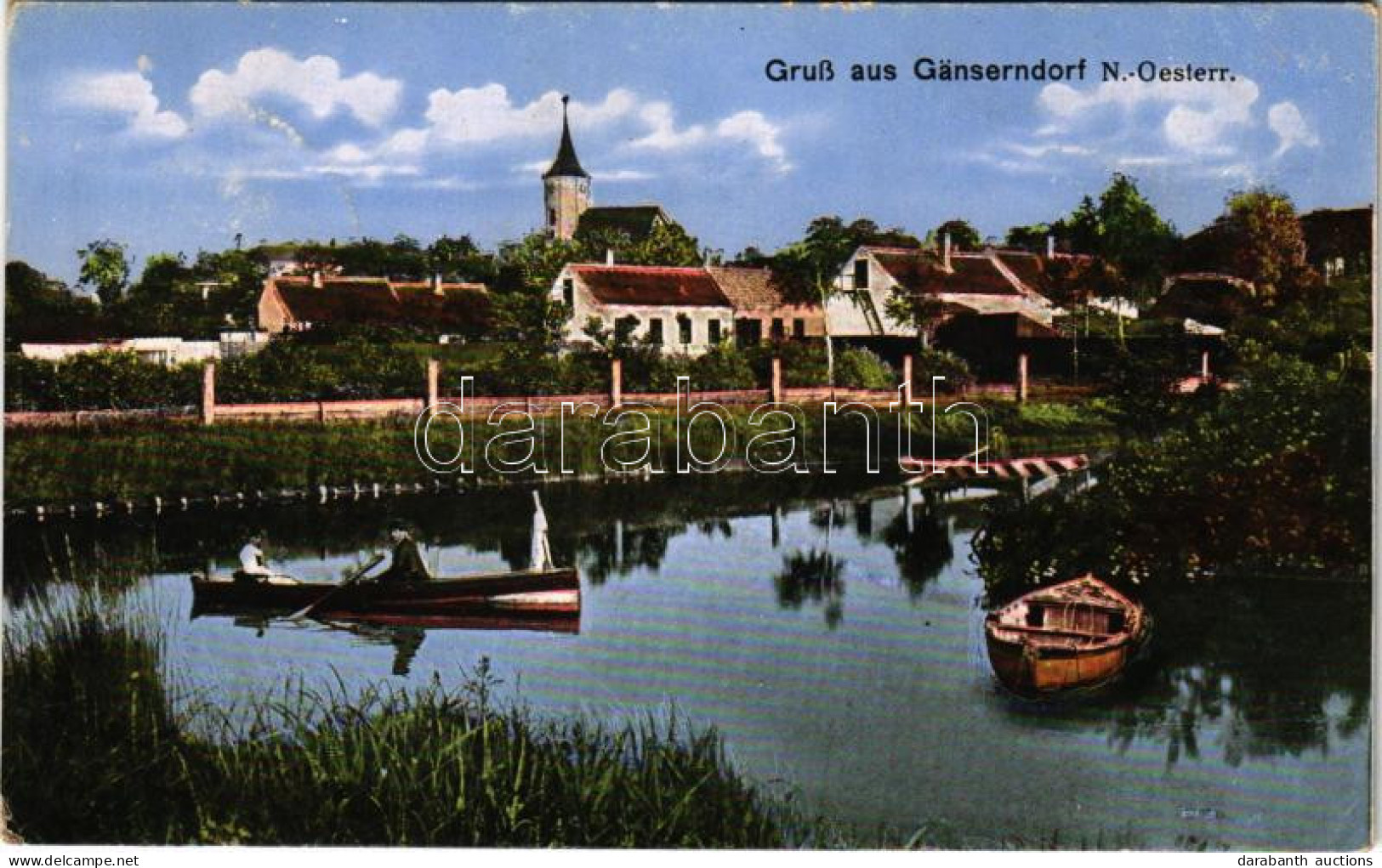 T2/T3 1915 Gänserndorf, Idilli Tavi Csónakázás / Lake With Rowing Boats (EK) - Unclassified