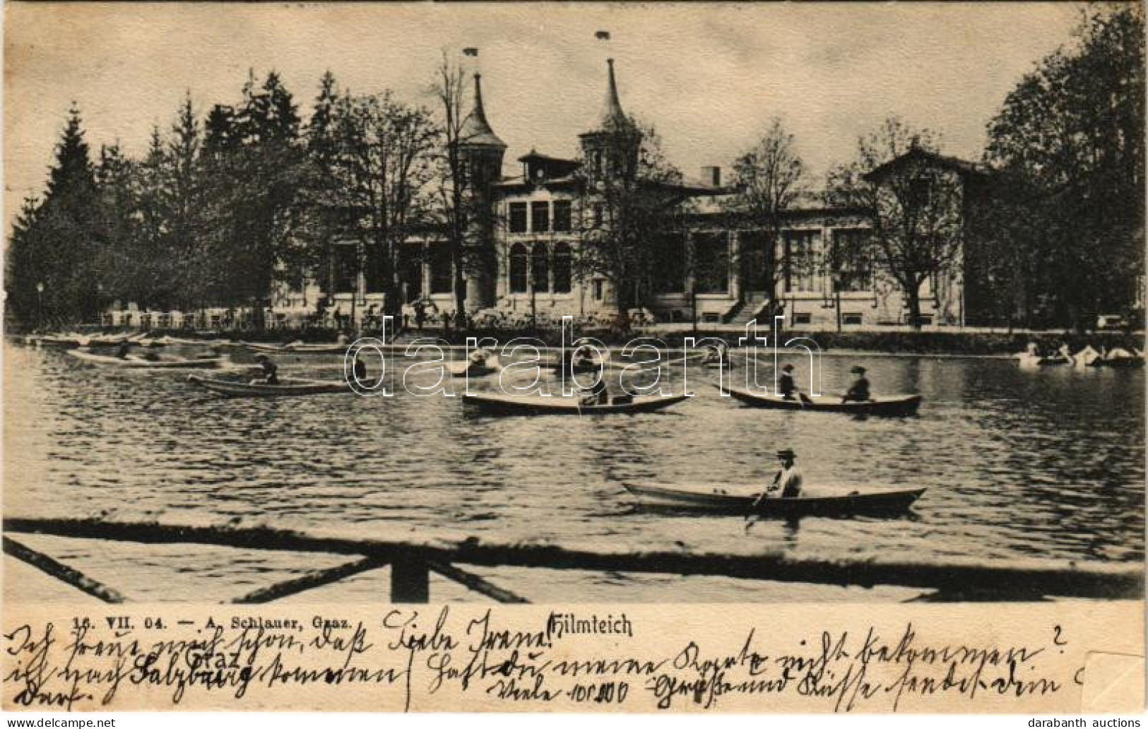 T2/T3 1906 Graz (Steiermark), Hilmteich / Lake, Rowing Boats (wet Corners) - Unclassified