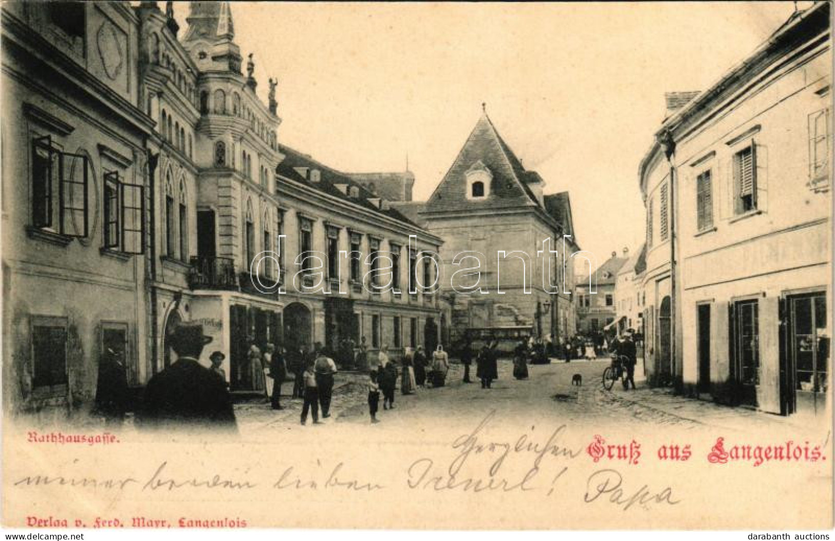 T3 1899 (Vorläufer) Langenlois, Rathausgasse / Street View (wet Corners) - Ohne Zuordnung