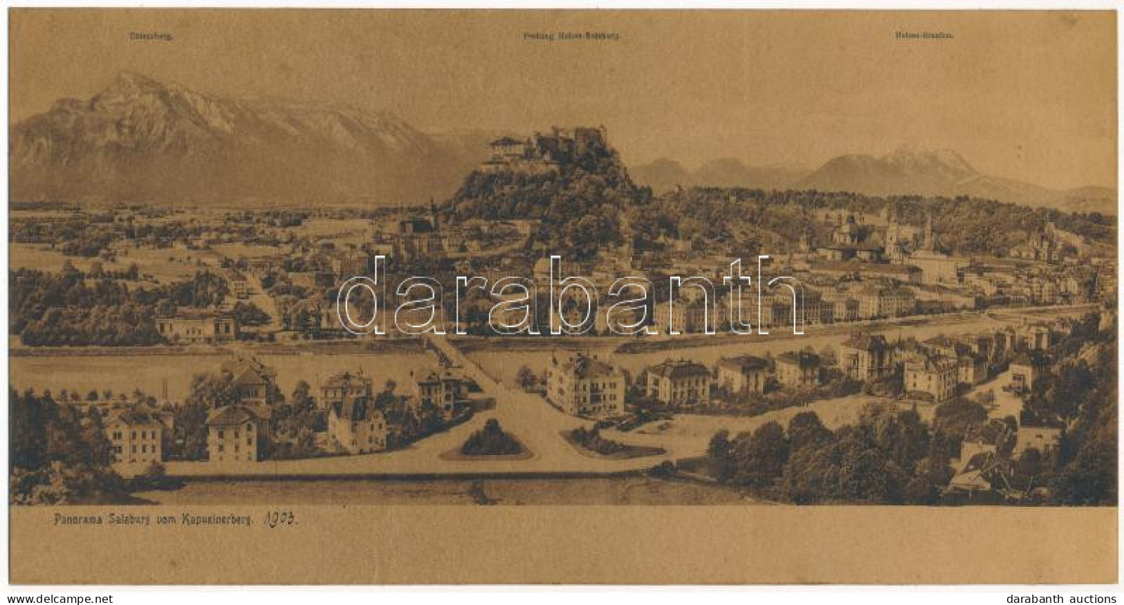 * T2/T3 Salzburg. Panorama Vom Kapuzinerberg - 3-tiled Unfolded Panoramacard - Ohne Zuordnung