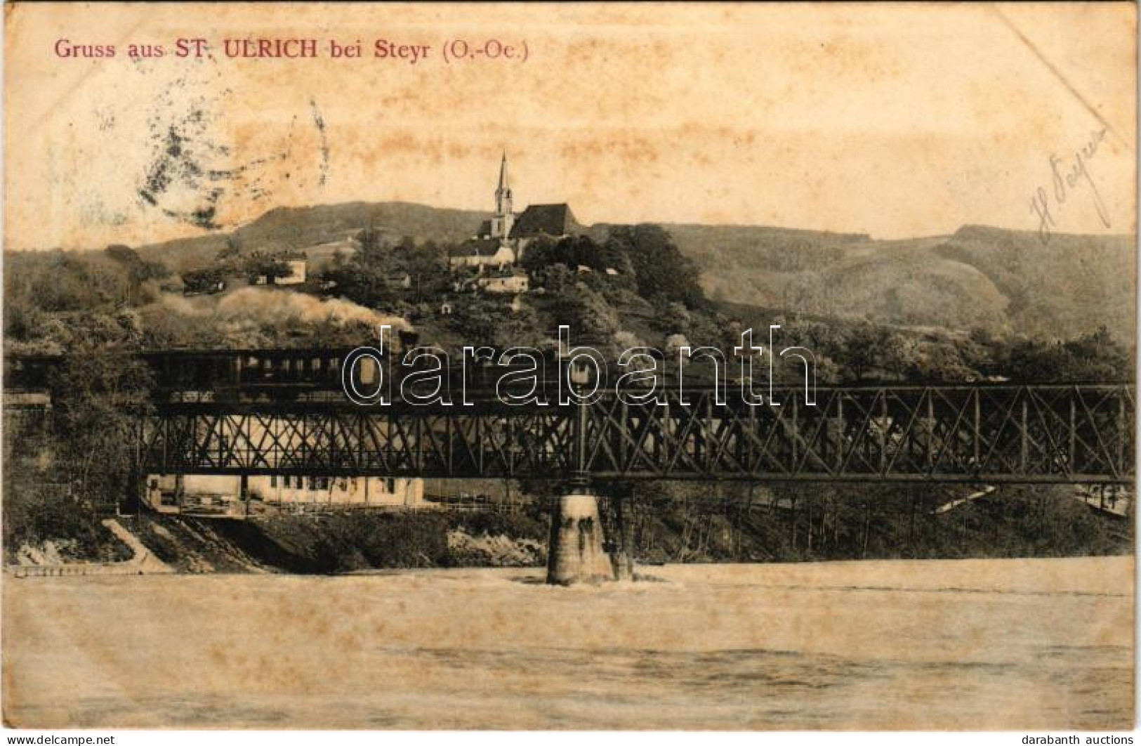 T3 1906 Sankt Ulrich Bei Steyr, Railway Bridge, Train, Locomotive (fl) - Ohne Zuordnung