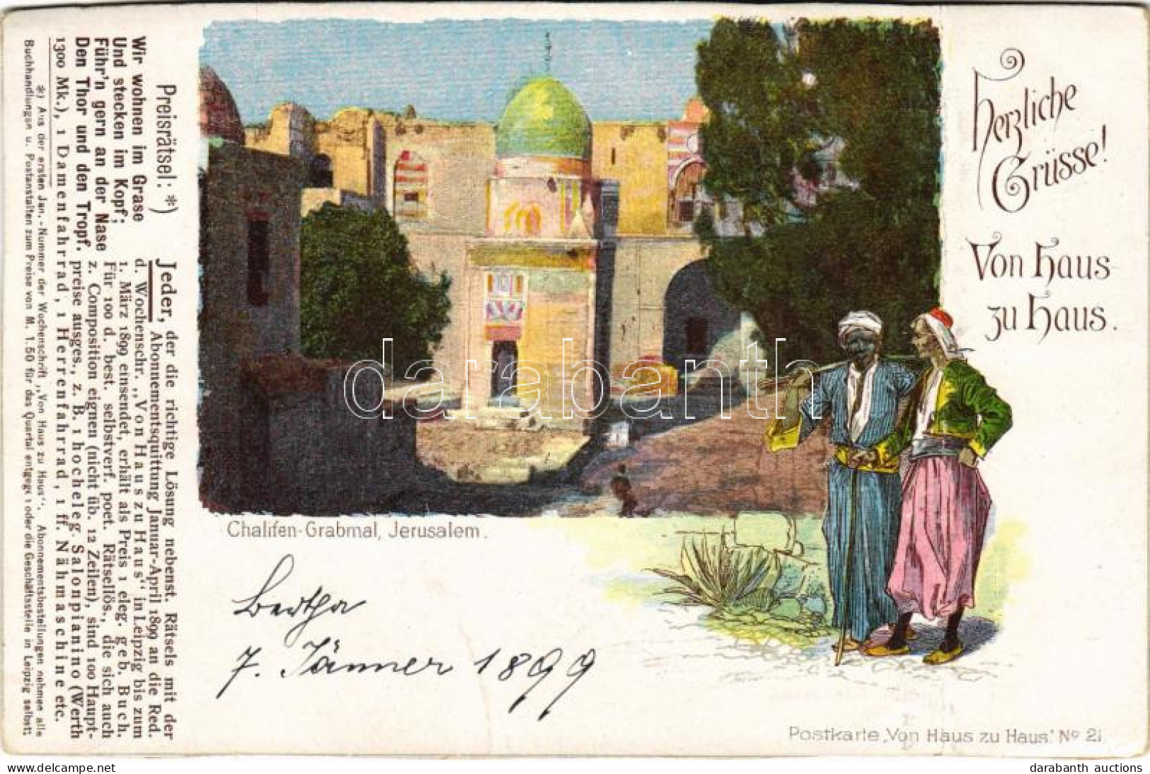 * T4 Jerusalem,Chalifen-Grabmal. Herzliche Grüsse! Postkarte Von Haus Zu Haus No. 21. (cut) - Non Classés