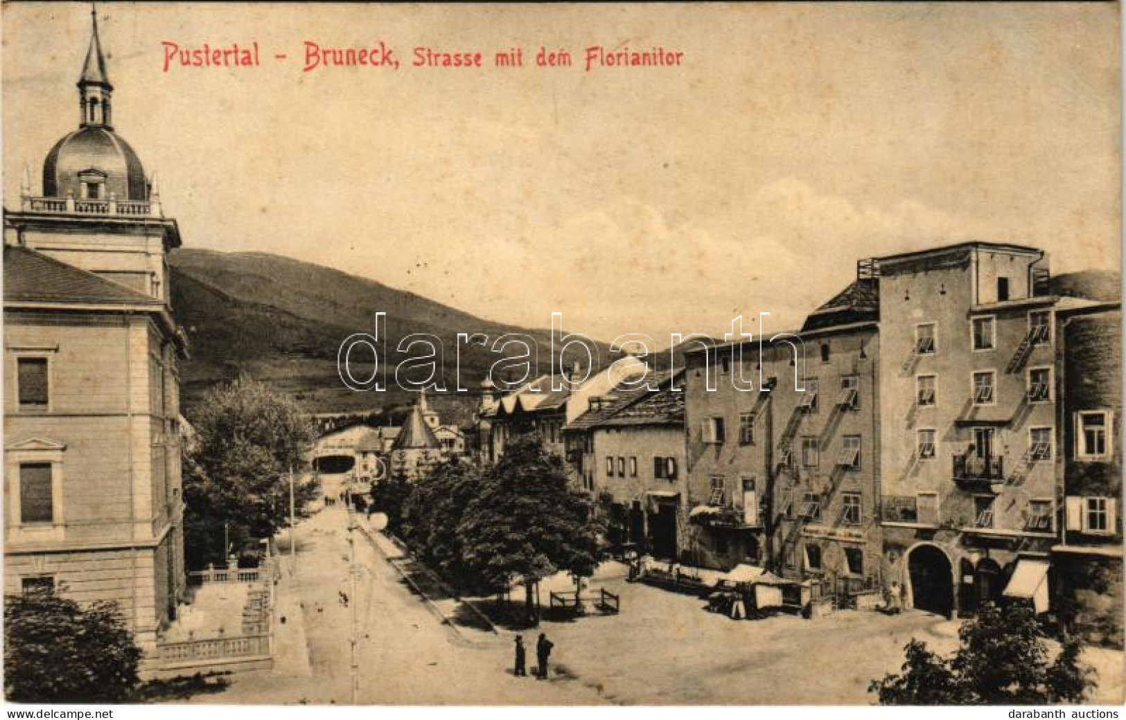 T2/T3 1908 Brunico, Bruneck (Südtirol); Strasse Mit Dem Florianitor / Street View, Gate (wet Corners) - Non Classificati