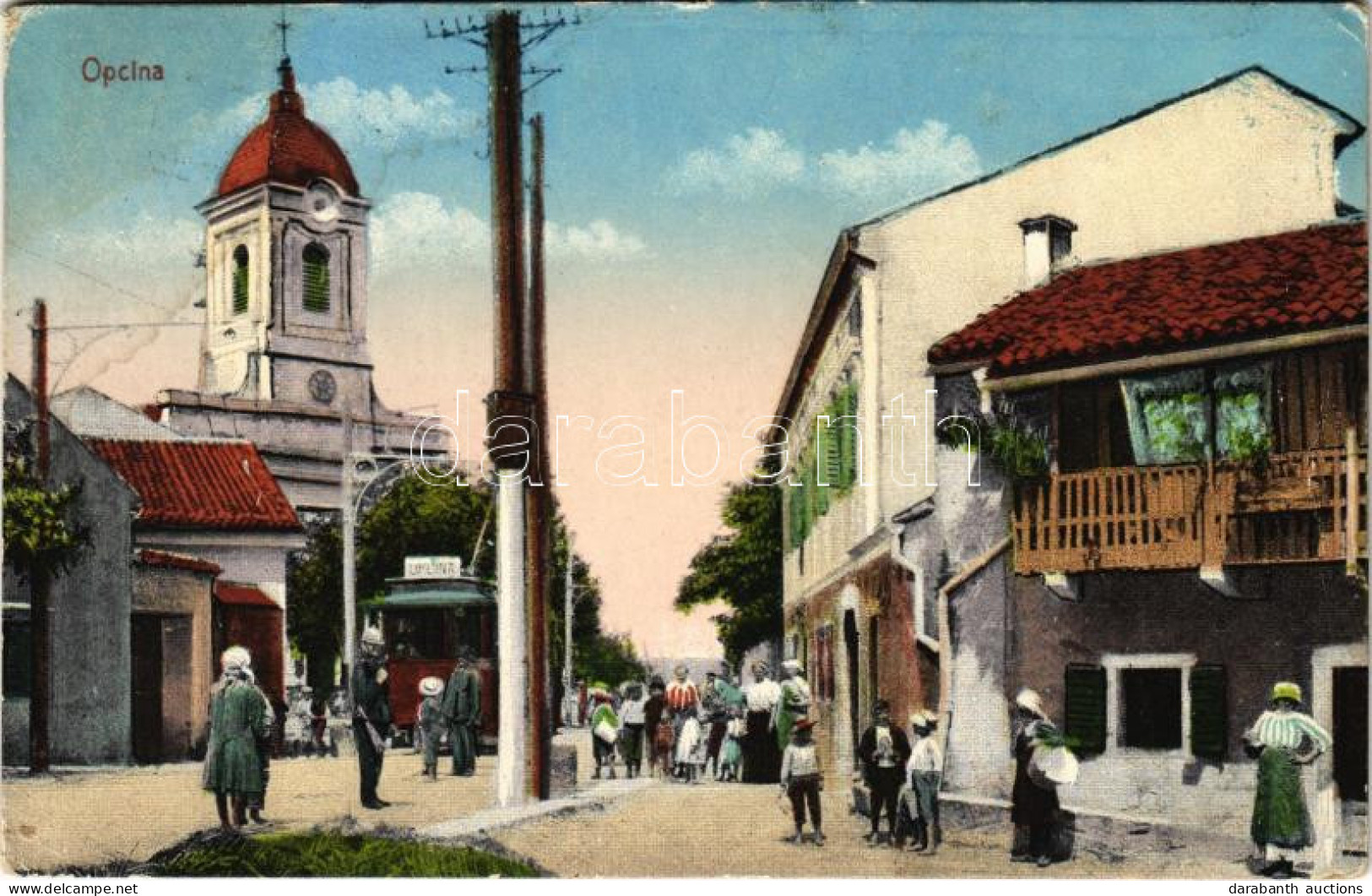 T2/T3 1916 Opicina, Opcina (Trieste); Chiesa Di San Bartolomeo Apostolo / Church, Tram (EK) - Ohne Zuordnung