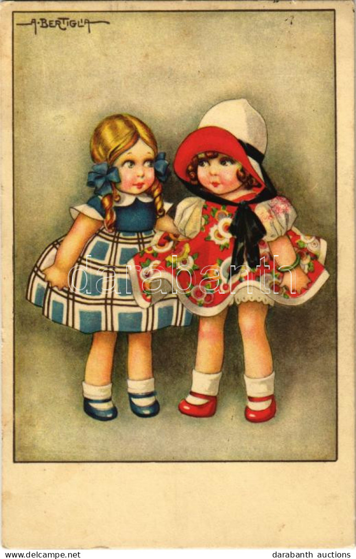 T2 Kislányok. Olasz Művészlap / Little Girls. Italian Art Postcard. C.C.M. 2606. S: A. Bertiglia - Non Classificati