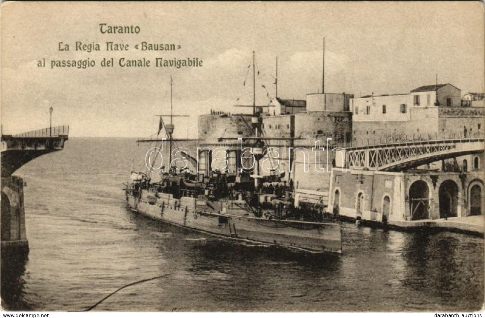 ** T2 Taranto, La Regia Nave "Bausan" Al Passaggio Del Canale Navigabile / Italian Royal Navy Protected Cruiser - Non Classés