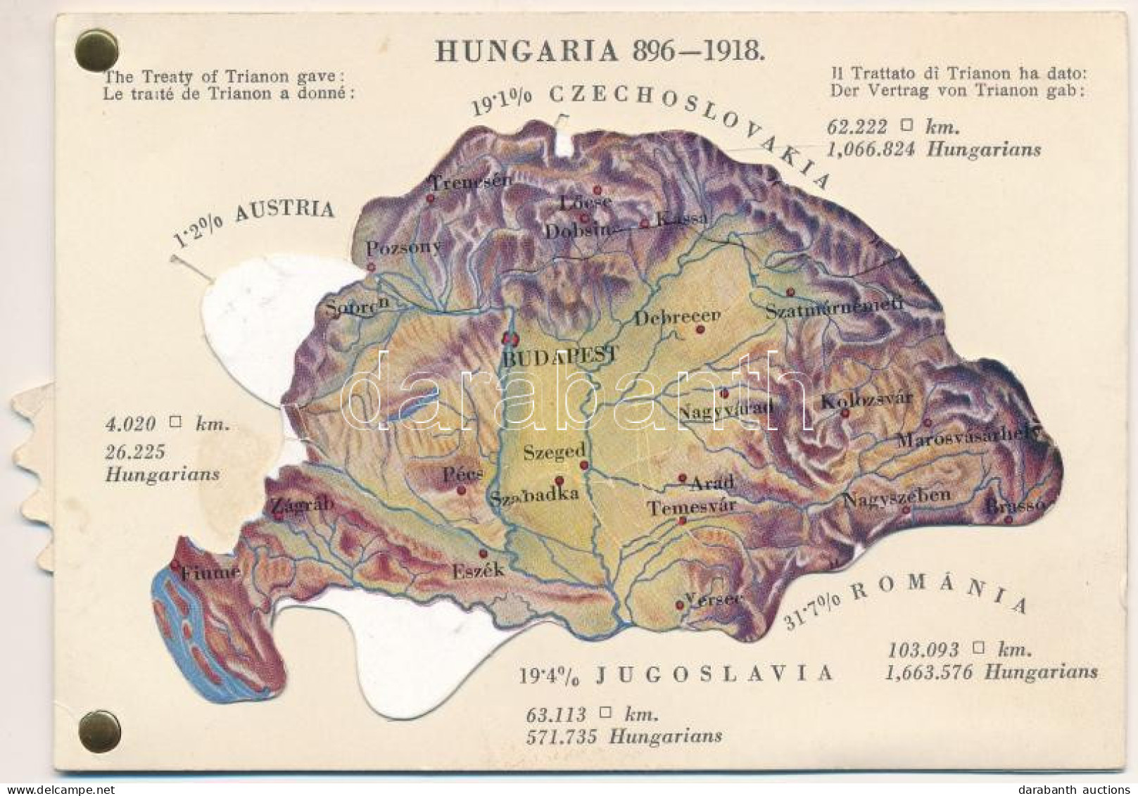 ** T3 Hungaria 896-1918 - Mechanikus Térképes Irredenta Lap / Map Of Hungary, Irredenta Mechanical Postcard. Published B - Non Classificati