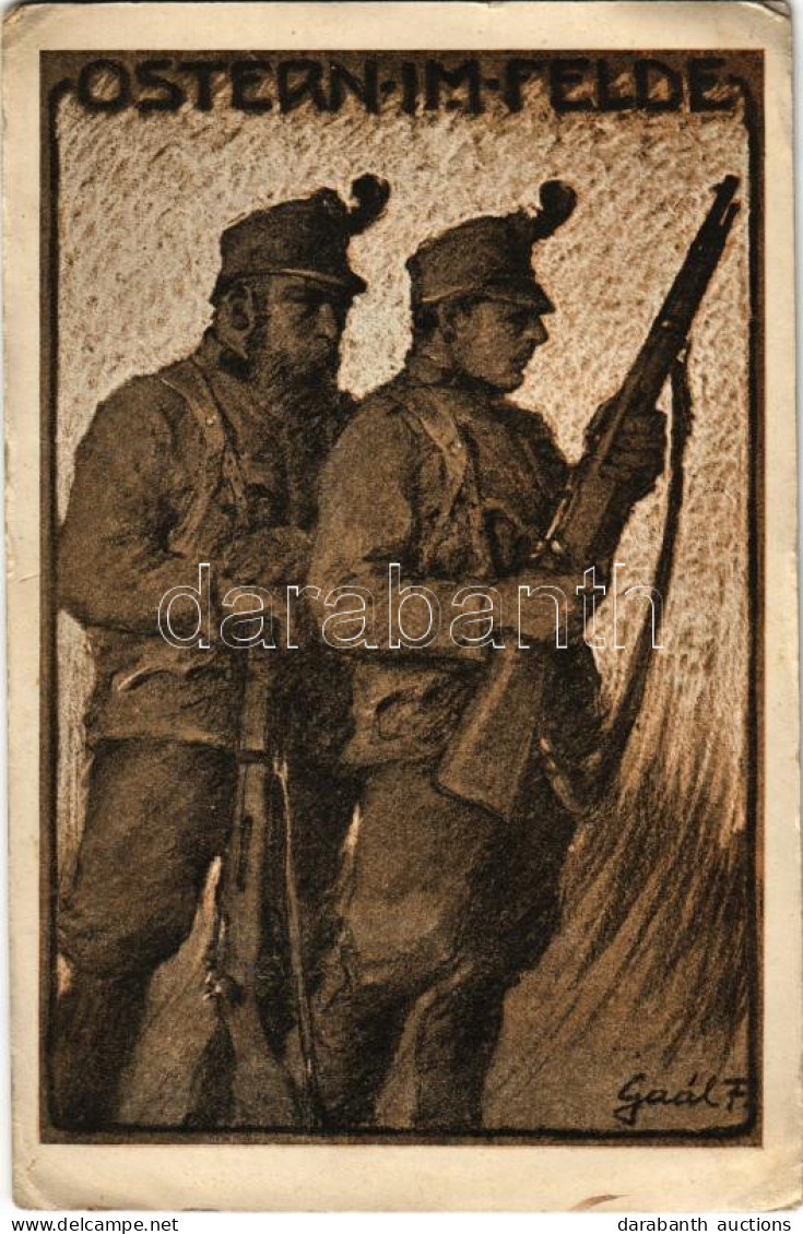 T2/T3 1917 Ostern Im Felde / WWI Austro-Hungarian K.u.K. Military Field Postcard, Easter Greetings S: Gaál F. + "K.u.K.  - Unclassified