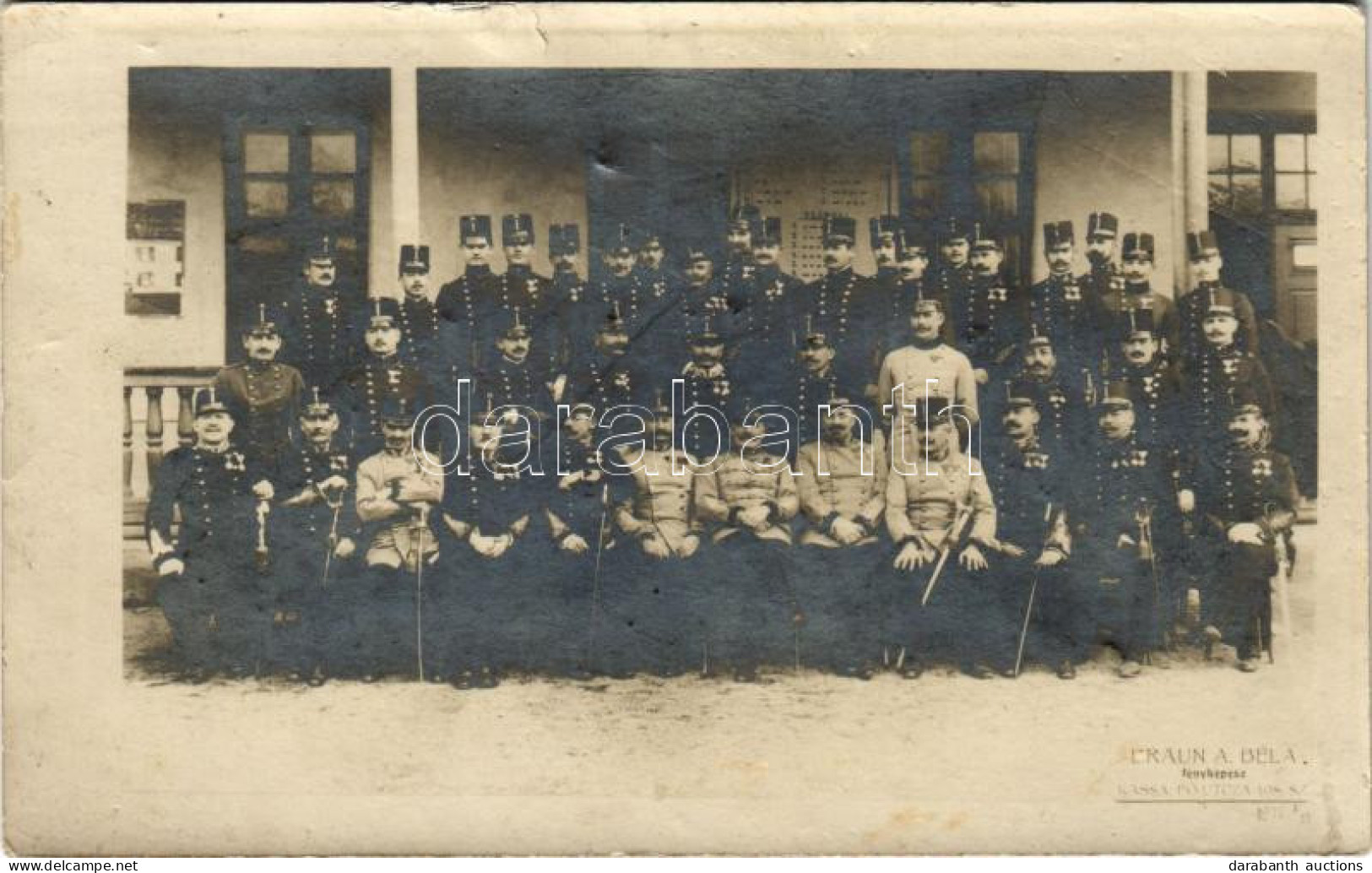 ** T3 Kassa, Kosice; Osztrák-magyar Katonák Csoportképe. Braun Béla Fényképész / K.u.k. Military Group Photo (r) - Ohne Zuordnung