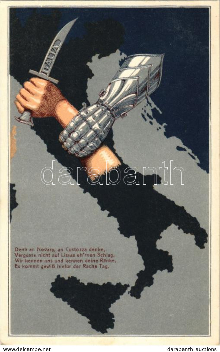 ** T2 Italia - In Deiner Hand Seh'n Wir Den Mordstahl Blinken.. Offizielle Karte Für Rotes Kreuz, Kriegsfürsorgeamt, Kri - Unclassified
