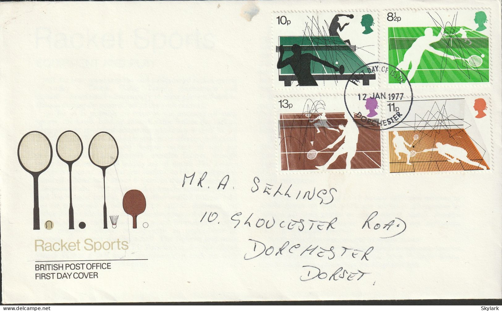 Great Britain   .   1977   .  "Racket Sports"   .   First Day Cover - 4 Stamps - 1971-1980 Em. Décimales