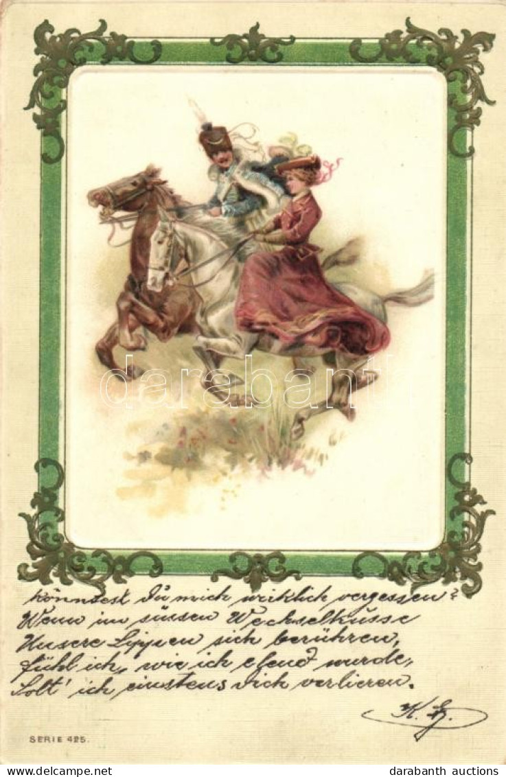 ** T2/T3 Horse Riding Couple Litho (EK) - Unclassified