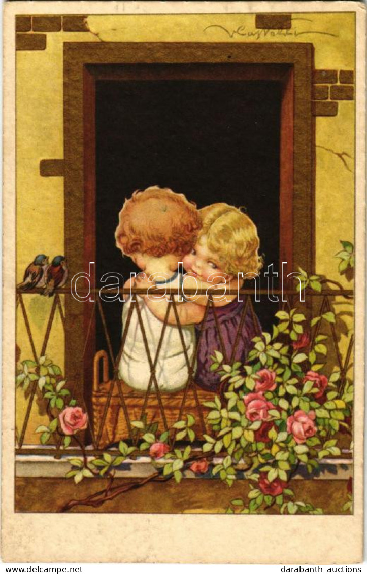 T2 1930 Gyerekszerelem. Olasz Művészlap / Children Love. Italian Art Postcard S: V. Castelli - Zonder Classificatie