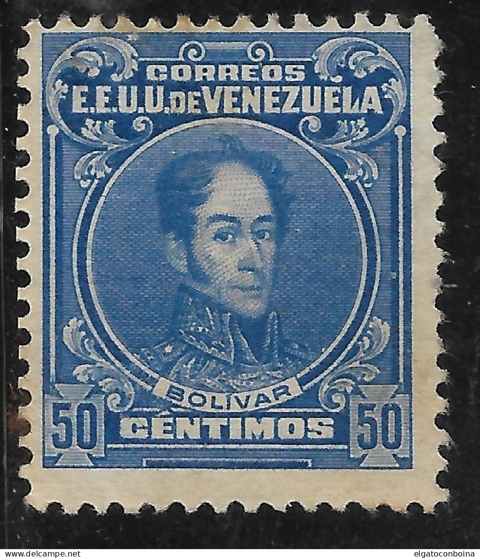 VENEZUELA 1915 SIMON BOLIVAR MILITARY HISTORY 50C BLUE SCOTT 266 MINT HINGED - Venezuela
