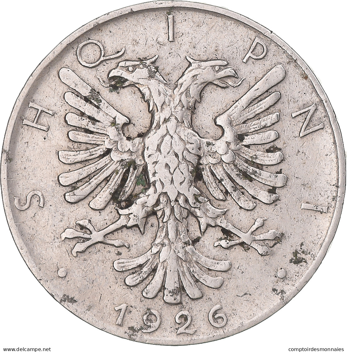 Monnaie, Albanie, 1/2 Lek, 1926, Rome, TB+, Nickel, KM:4 - Albanie