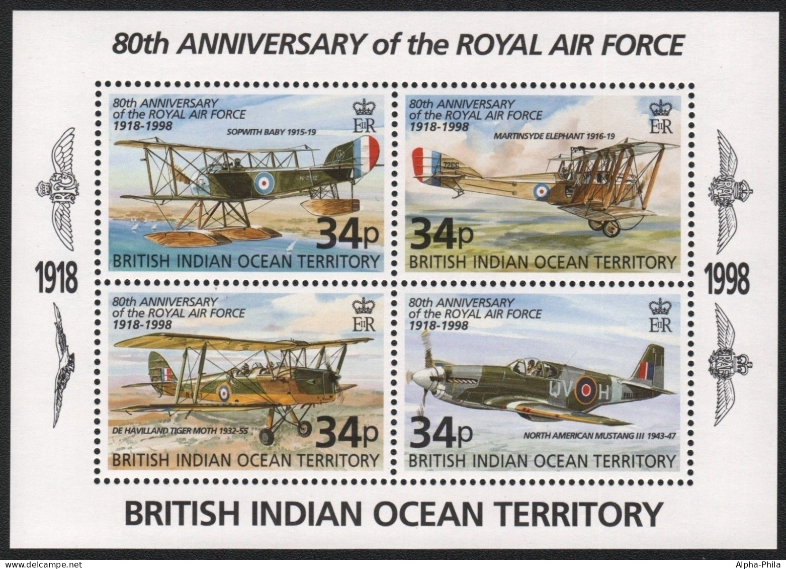 BIOT 1998 - Mi-Nr. Block 11 ** - MNH - Flugzeuge / Airplanes - Territoire Britannique De L'Océan Indien