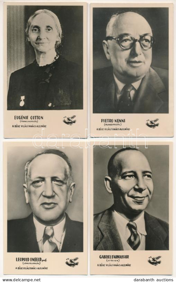 ** 1953 A Béka Világtanács Budapesti ülésszaka - 4 Db Modern Képeslap Az Alelnökökkel: Gabriel D'Arboussier, Leopold Inf - Unclassified