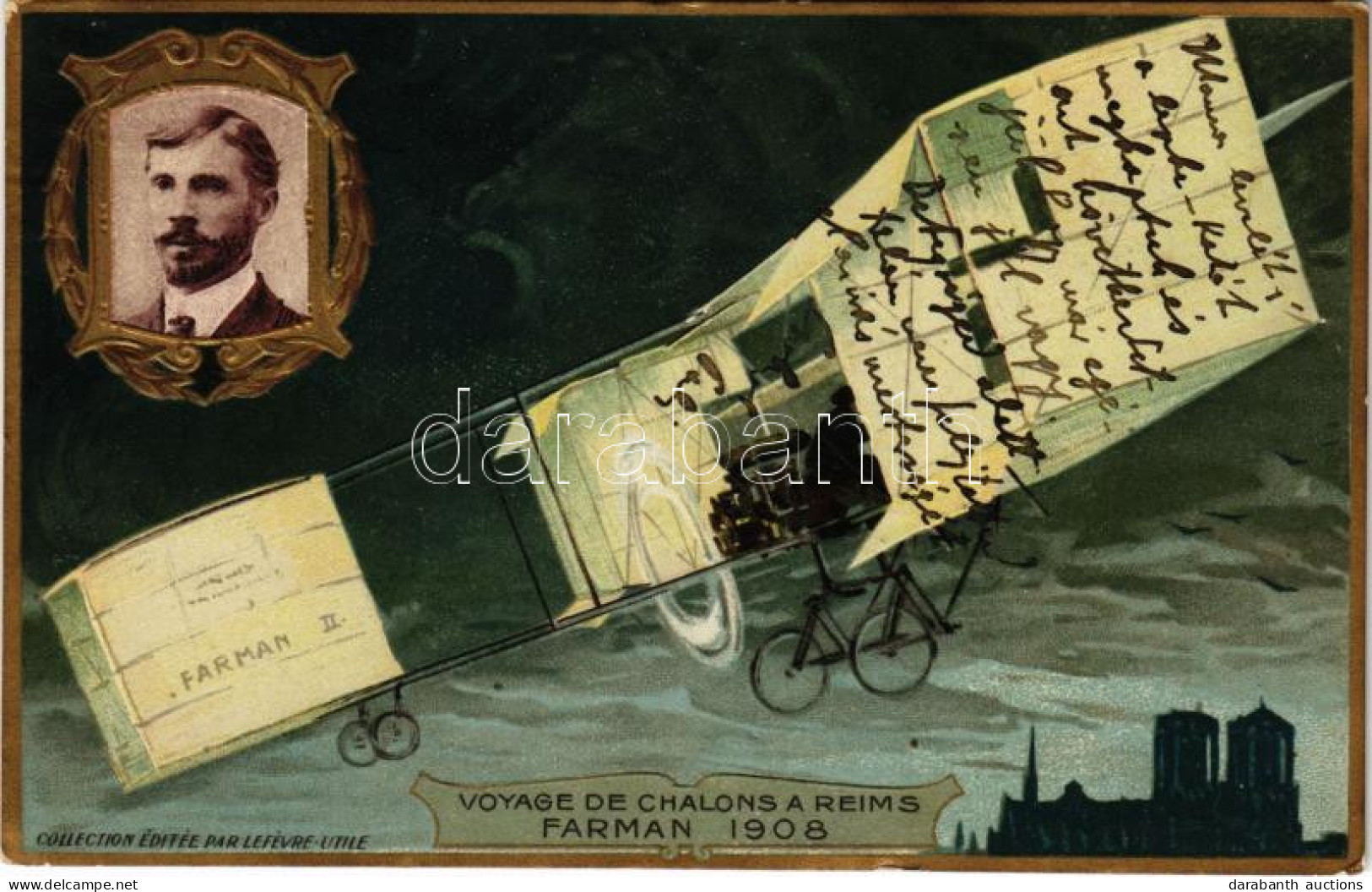 T2/T3 1911 Voyage De Chalons A Reims Farman 1908. Collection Éditée Par Lefévre-Utile / Henri Farman Repülőgépe, Domborn - Zonder Classificatie
