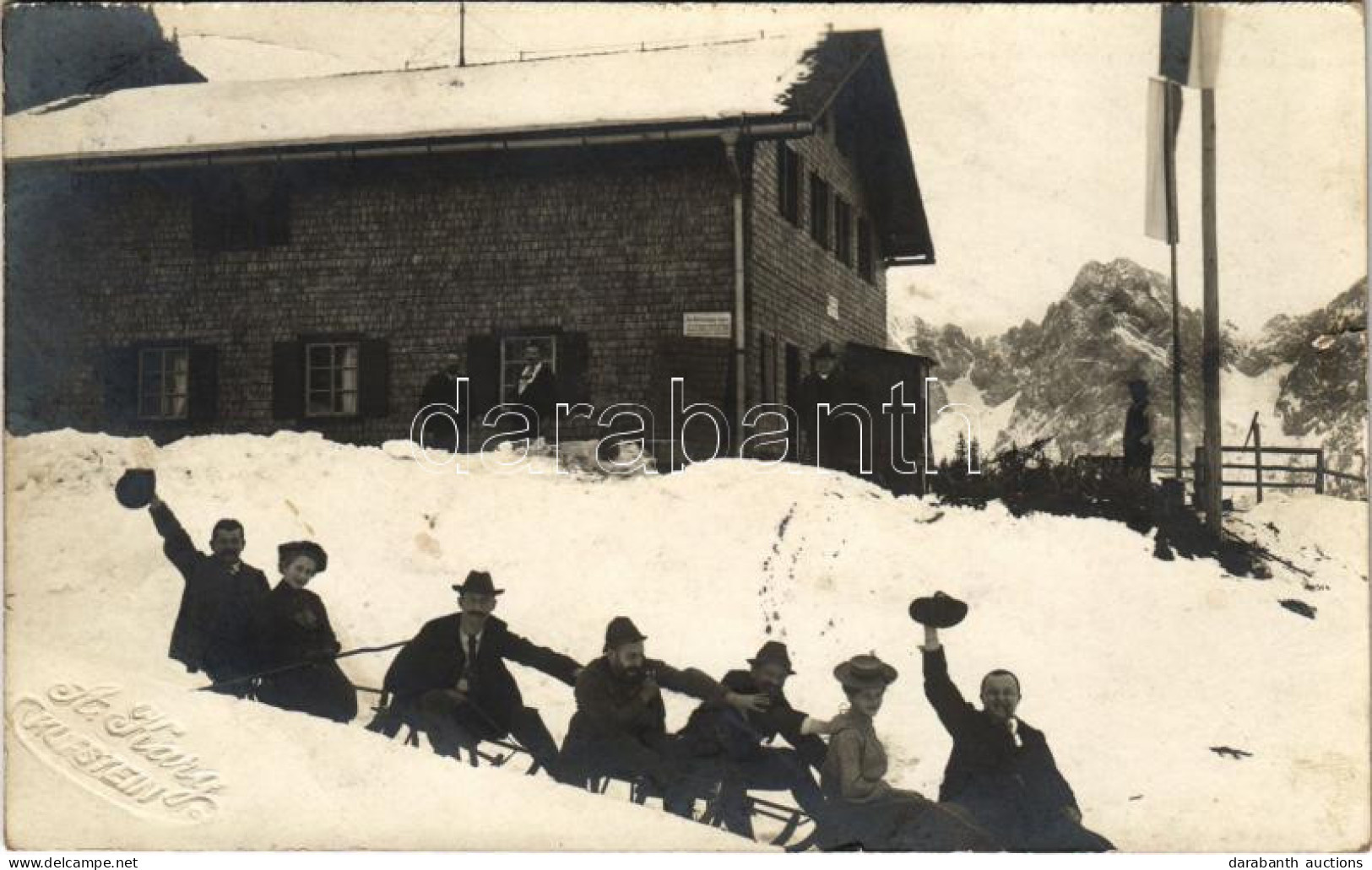 T3 1906 Kufstein, Szánkózó Társaság Télen / Sledding People In Winter, Sport Photo. A. Karg (fl) - Unclassified