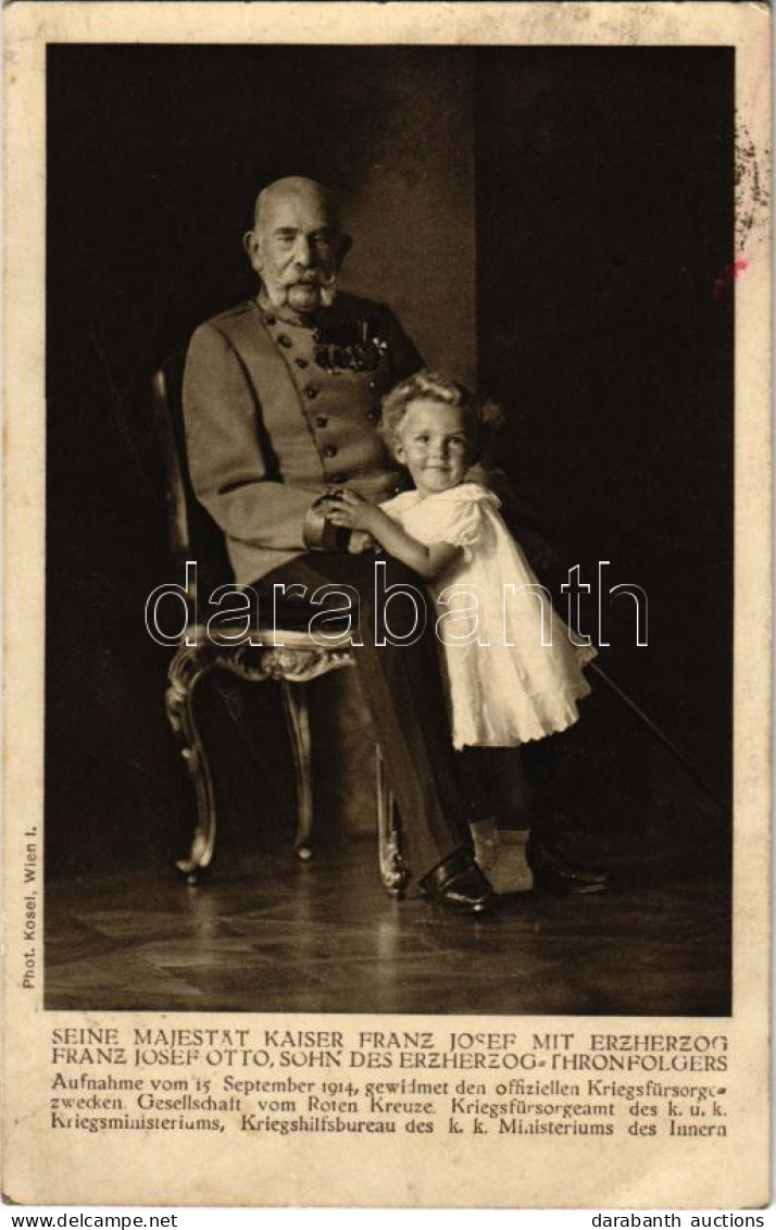 T2/T3 1914 Seine Majestät Kaiser Franz Josef Mit Erzherzog Franz Josef Otto, Sohn Des Erzherzog-Thronfolgers / Őfelsége  - Non Classificati