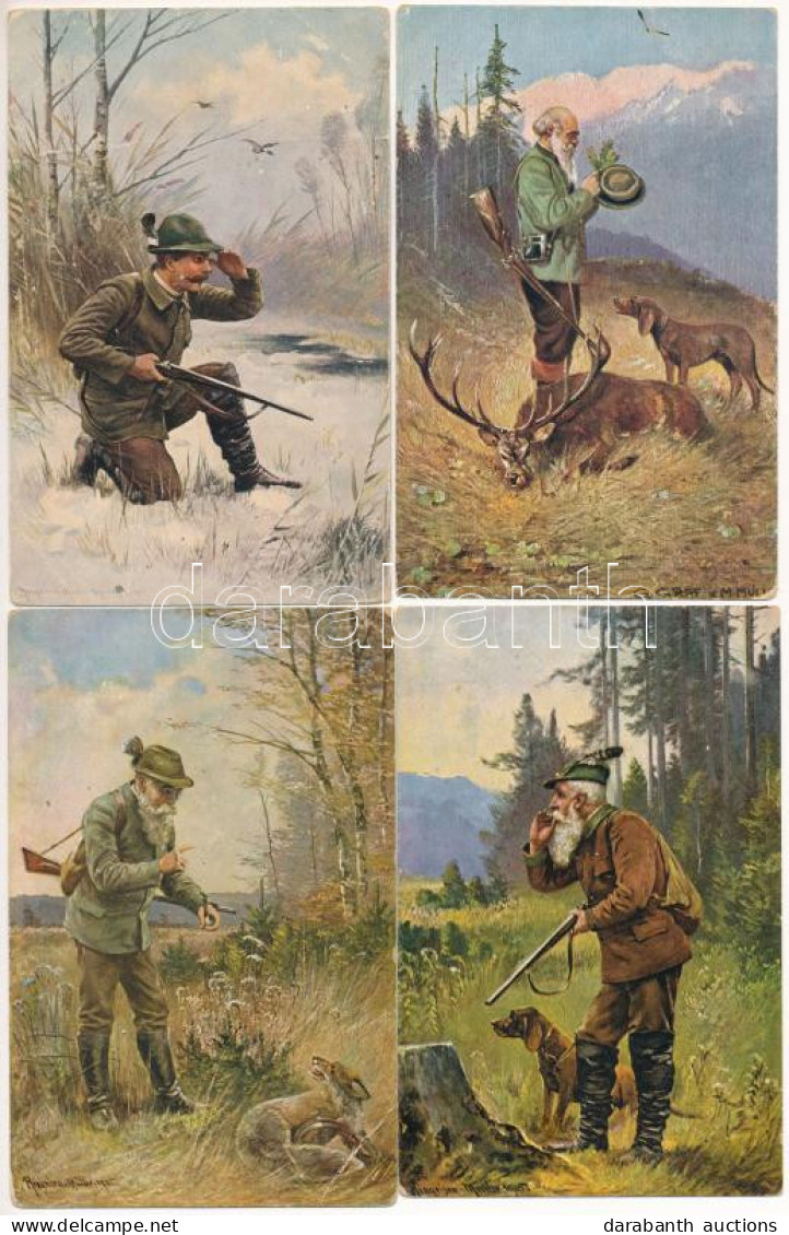 ** VADÁSZAT - 7 Db RÉGI Művész Képeslap / HUNTING - 7 Pre-1945 Art Postcards - Unclassified