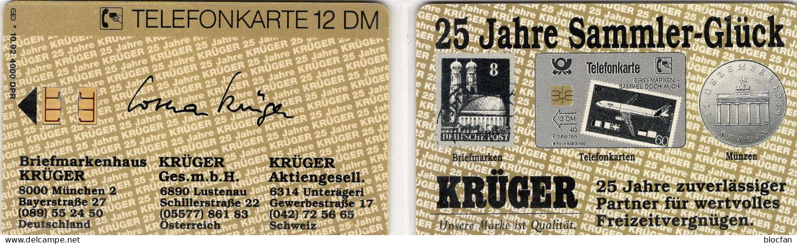 Krüger München TK N *10/1992 4.000Expl.(O266) O 35€ Visiten-Karte In Gold VIP Sammler Manager TC Extra Phonecard Germany - V-Series : VIP Et Cartes De Visite