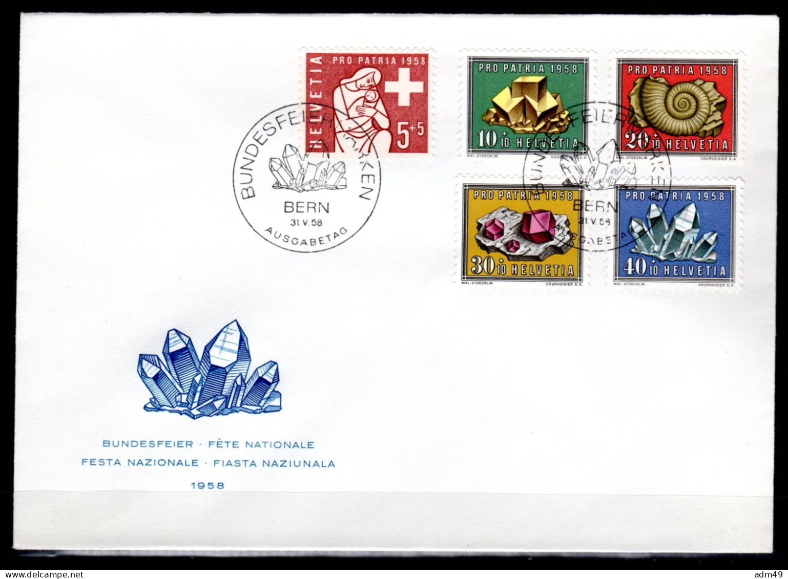 SCHWEIZ, Pro Patria 1958, Satz Auf FDC - Lettres & Documents