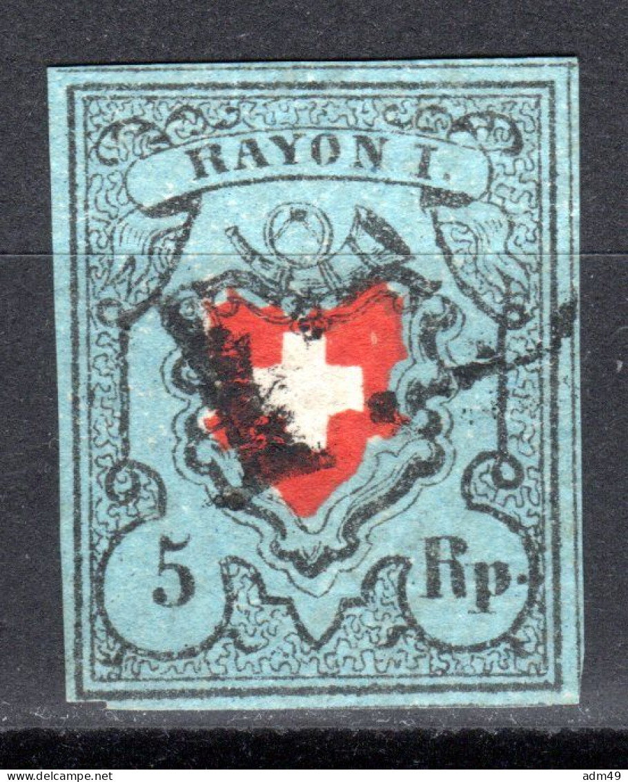 SCHWEIZ, 1850 Rayon I Blau, Ohne Kreuzeinfassung, Gestempelt - 1843-1852 Timbres Cantonaux Et  Fédéraux