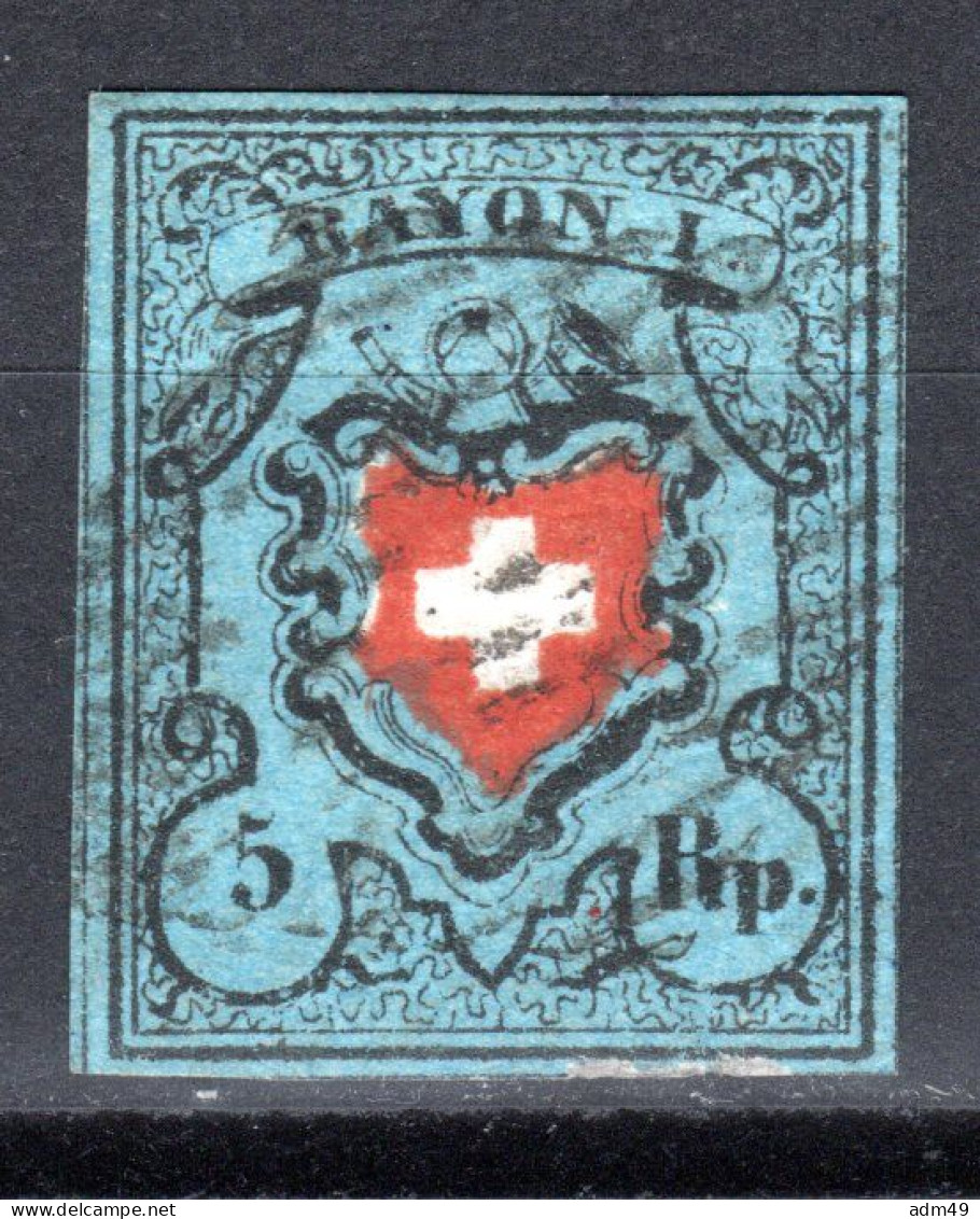 SCHWEIZ, 1850 Rayon I Blau, Ohne Kreuzeinfassung, Gestempelt - 1843-1852 Federal & Cantonal Stamps