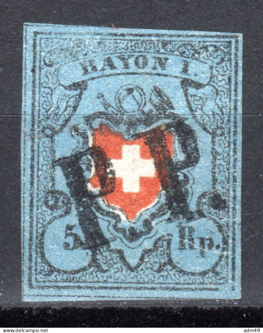 SCHWEIZ, 1850 Rayon I Blau, Ohne Kreuzeinfassung, Gestempelt - 1843-1852 Federal & Cantonal Stamps