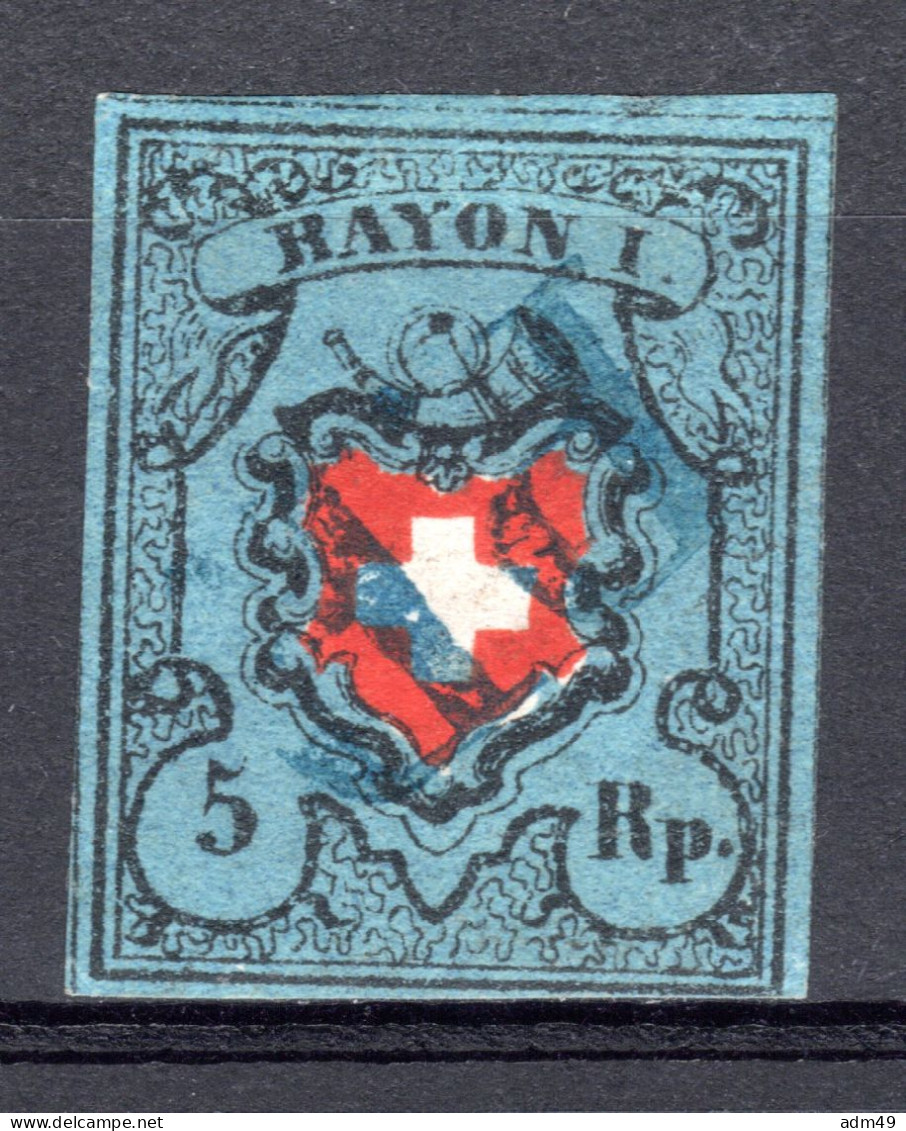 SCHWEIZ 1850 Rayon I, Blau, Gestempelt - 1843-1852 Correos Federales Y Cantonales