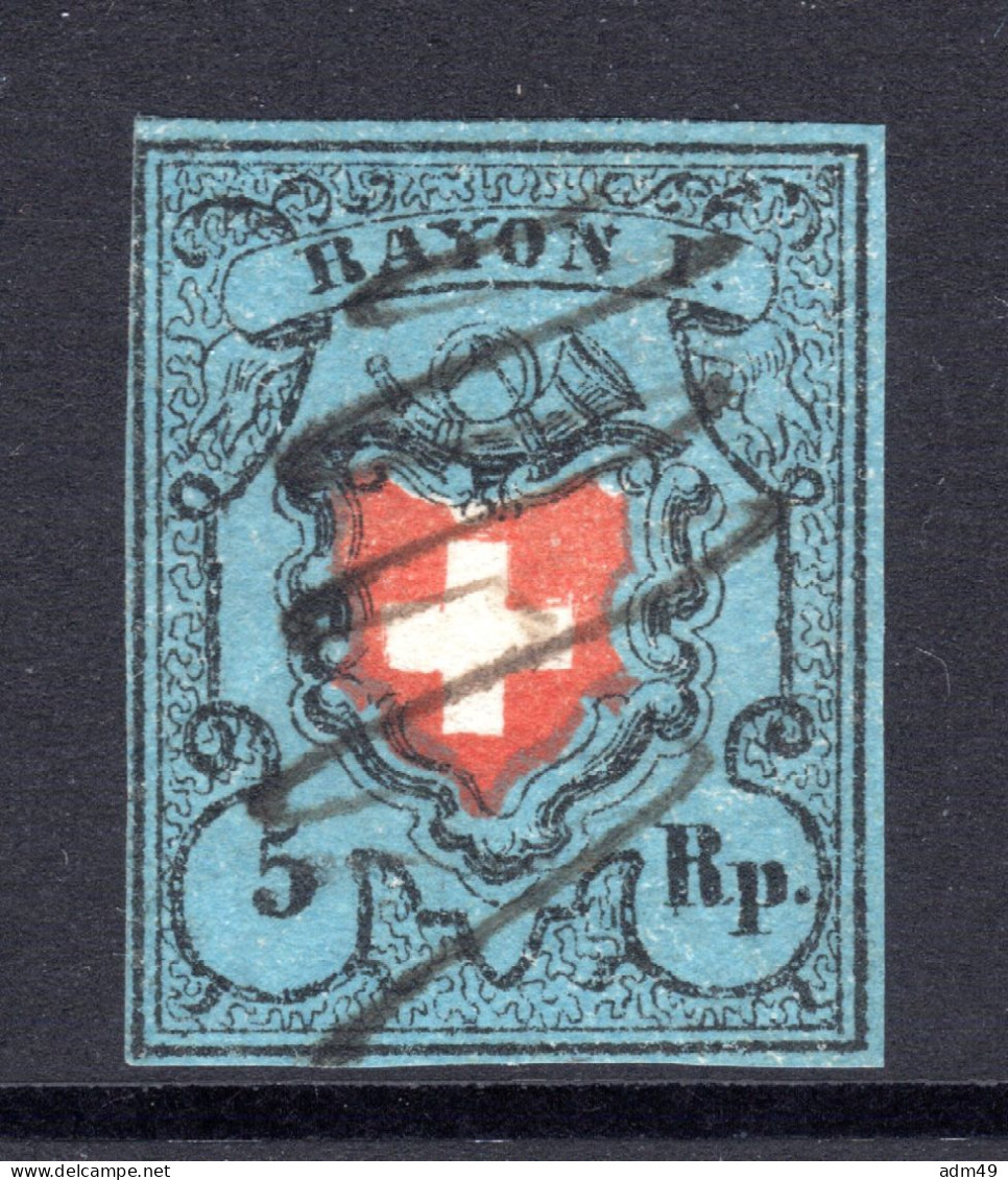 SCHWEIZ, 1850 Rayon I, Blau, Gestempelt - 1843-1852 Correos Federales Y Cantonales