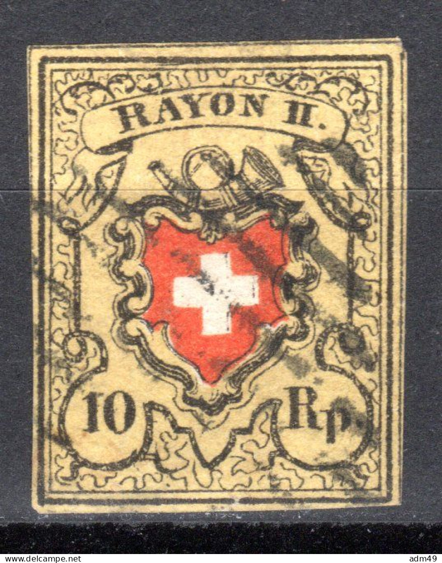 SCHWEIZ, 1850 Rayon II Gelb, Gestempelt - 1843-1852 Federale & Kantonnale Postzegels