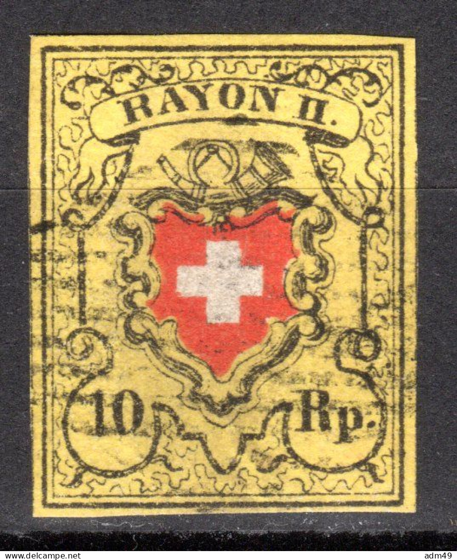 SCHWEIZ, 1850 Rayon II Gelb, Gestempelt - 1843-1852 Poste Federali E Cantonali