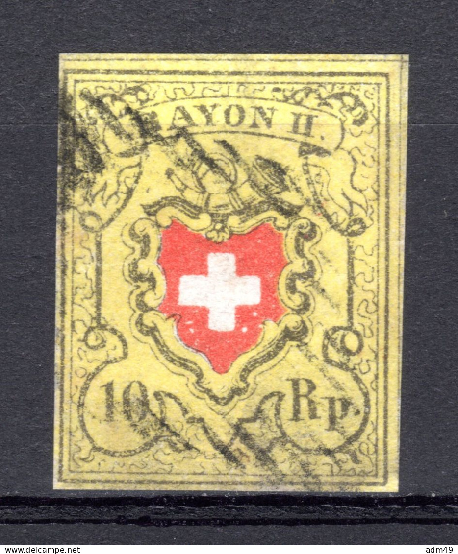 SCHWEIZ, 1850 Rayon II Gelb, Gestempelt - 1843-1852 Federal & Cantonal Stamps
