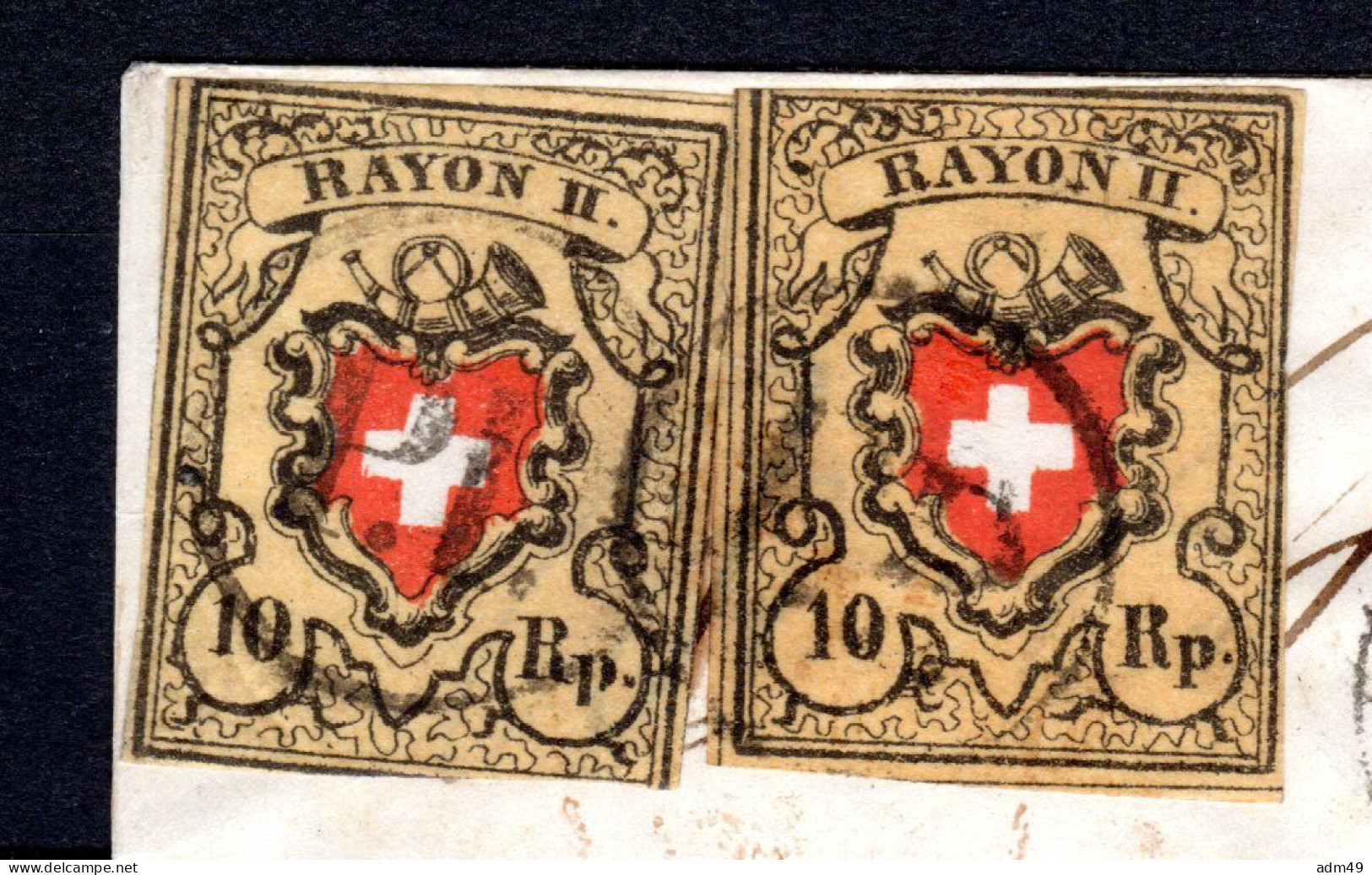 SCHWEIZ, 1850 Rayon II Gelb, 2x Auf Brief - 1843-1852 Poste Federali E Cantonali