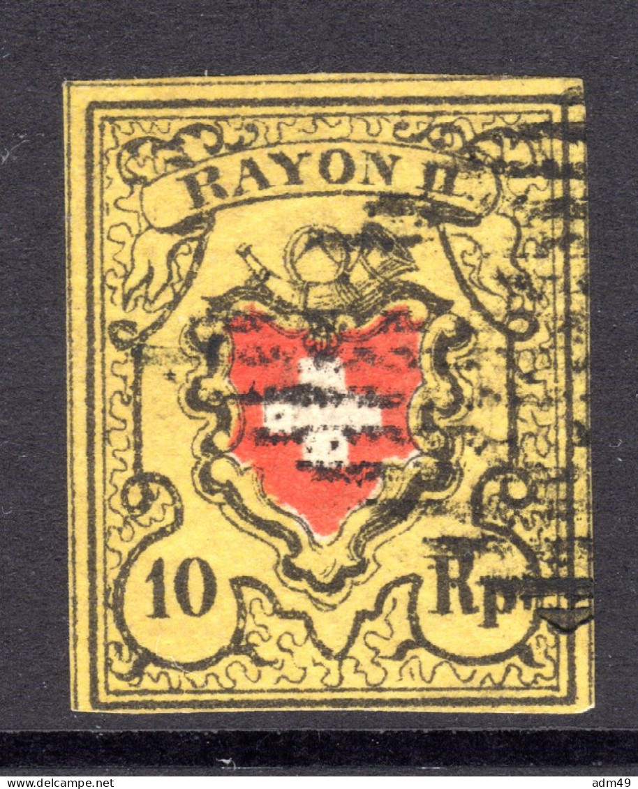 SCHWEIZ, 1850 Rayon II Gelb, Gestempelt - 1843-1852 Poste Federali E Cantonali