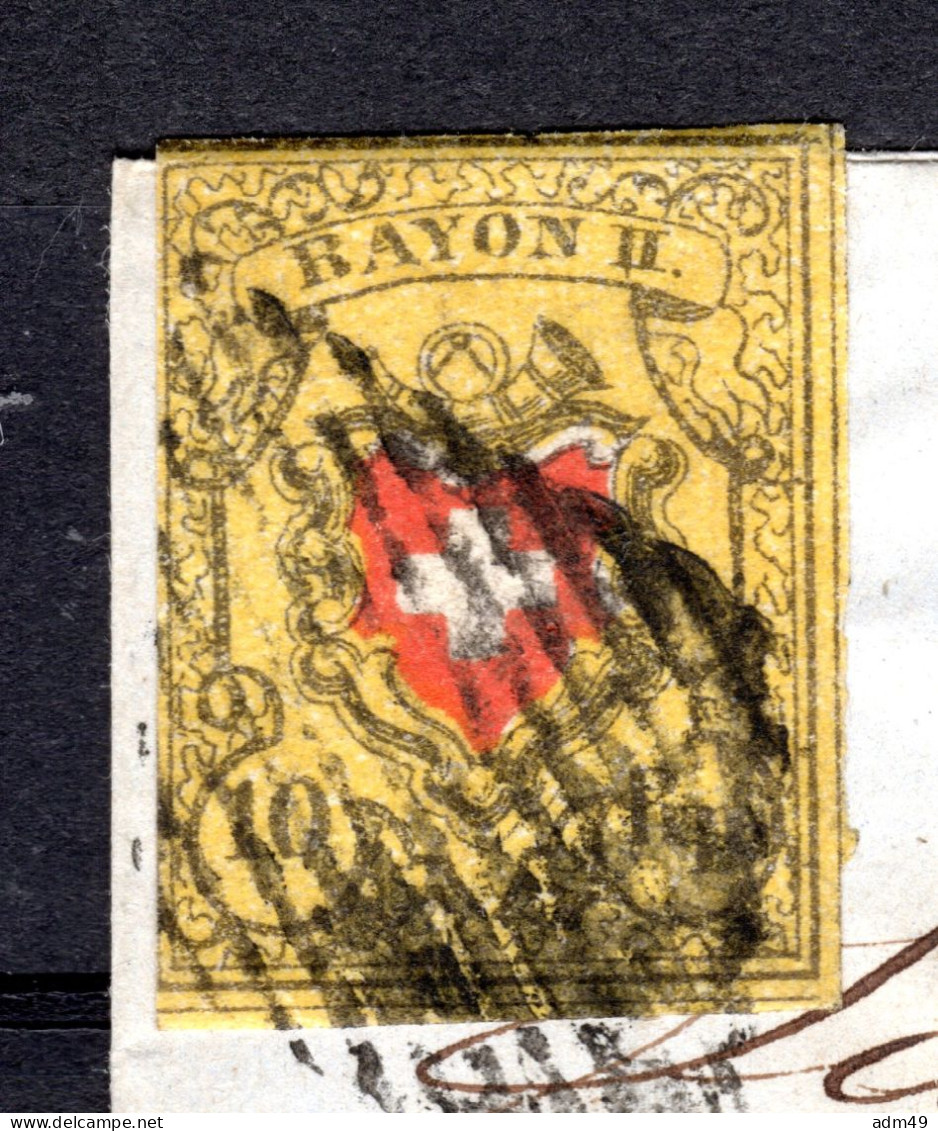 SCHWEIZ, 1850 Rayon II Gelb, Auf Brief - 1843-1852 Kantonalmarken Und Bundesmarken