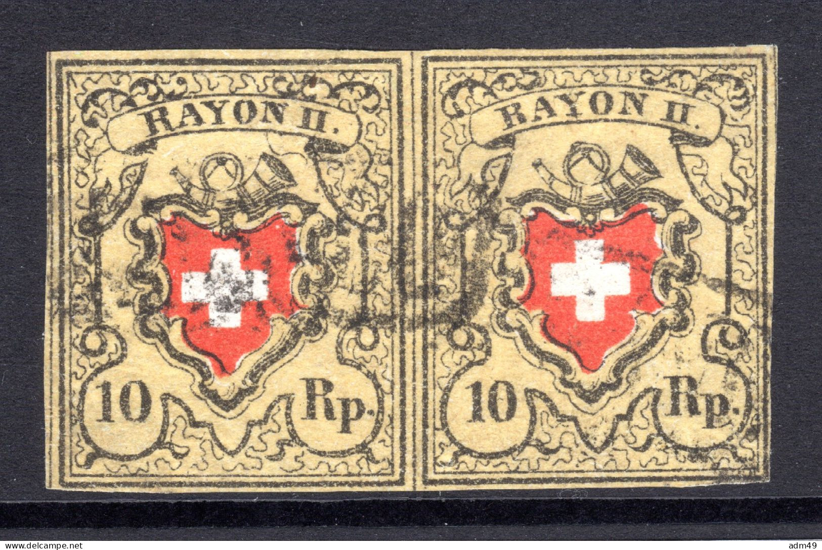 SCHWEIZ, 1850 Rayon II Gelb, Im Paar, Gestempelt - 1843-1852 Kantonalmarken Und Bundesmarken