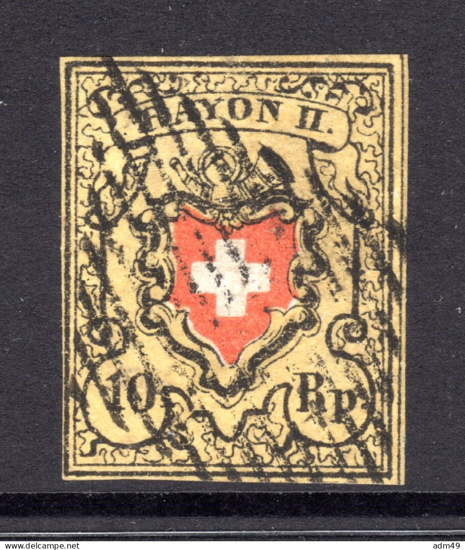 SCHWEIZ, 1850 Rayon II Gelb, Gestempelt - 1843-1852 Timbres Cantonaux Et  Fédéraux