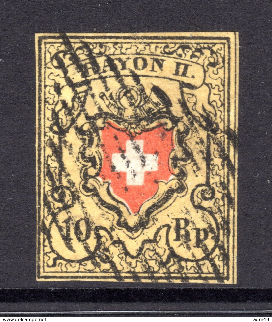 SCHWEIZ, 1850 Rayon II Gelb, Gestempelt - 1843-1852 Poste Federali E Cantonali