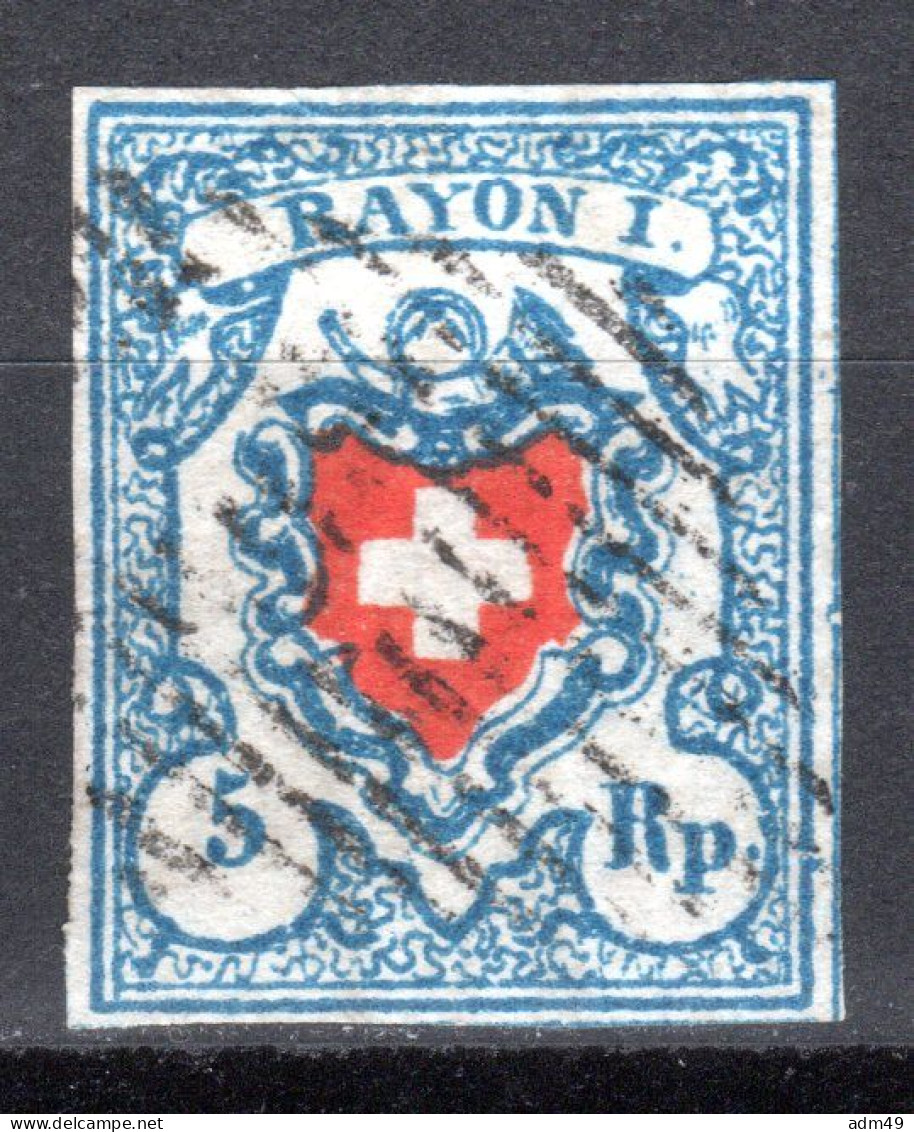 SCHWEIZ, 1851 Rayon I Hellblau, Gestempelt - 1843-1852 Federale & Kantonnale Postzegels