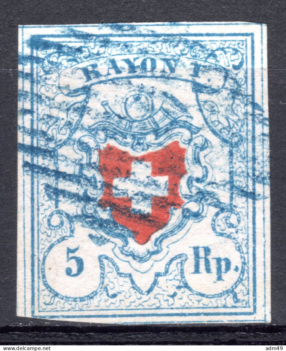 SCHWEIZ, 1851 Rayon I Hellblau, Gestempelt - 1843-1852 Federal & Cantonal Stamps