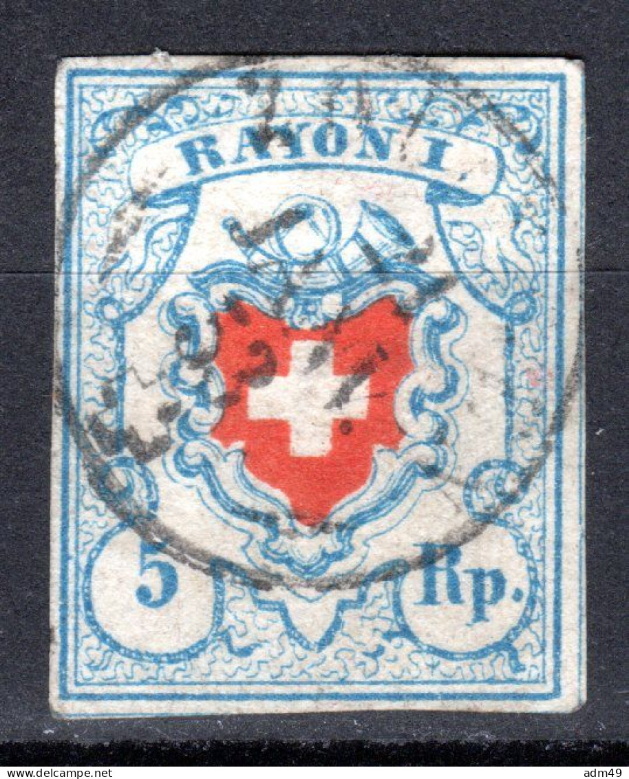 SCHWEIZ, 1851 Rayon I Hellblau, Gestempelt - 1843-1852 Federal & Cantonal Stamps