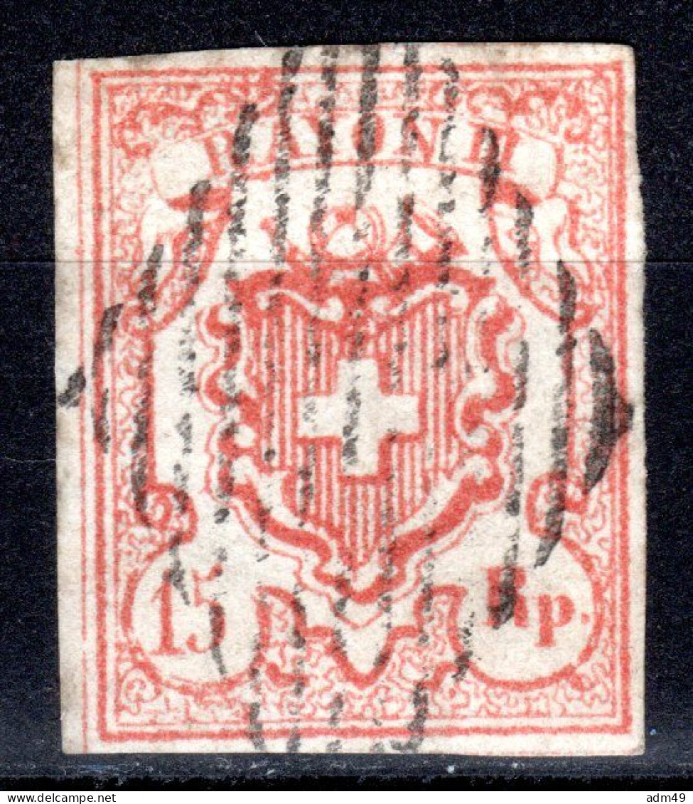 SCHWEIZ, 1852 Rayon III Nr. 20, Ziegelrot, Gestempelt - 1843-1852 Federal & Cantonal Stamps