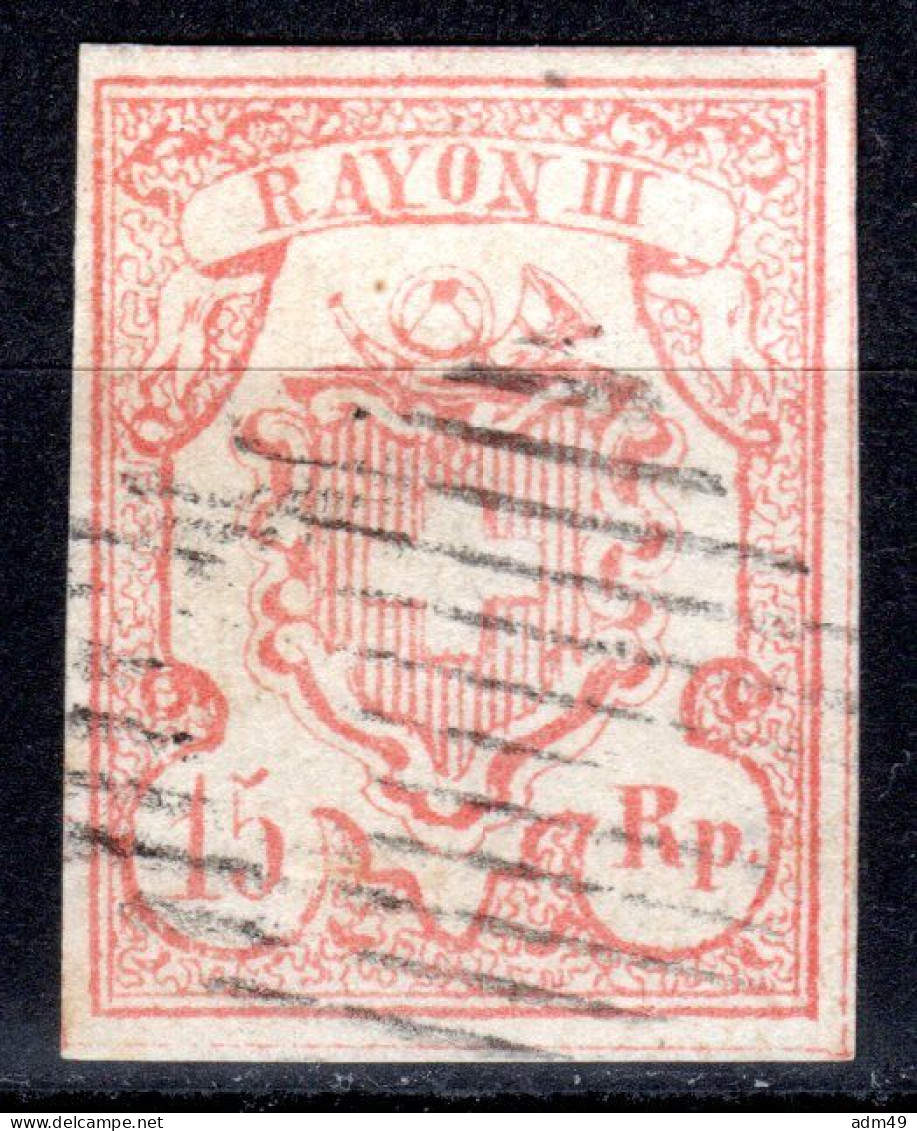 SCHWEIZ, 1852 Rayon III Nr. 20, Ziegelrot, Gestempelt - 1843-1852 Federale & Kantonnale Postzegels