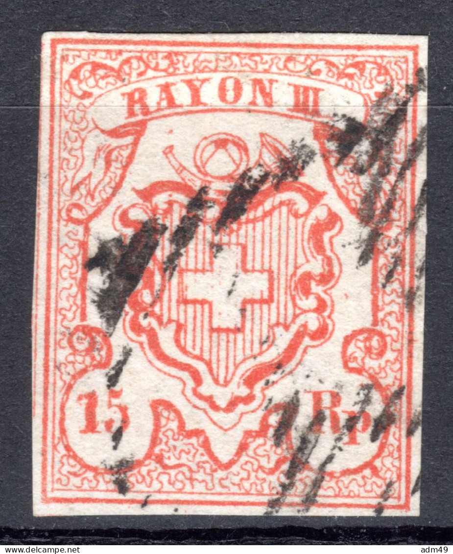 SCHWEIZ, 1852 Rayon III Nr. 18, Ziegelrot, Gestempelt - 1843-1852 Timbres Cantonaux Et  Fédéraux